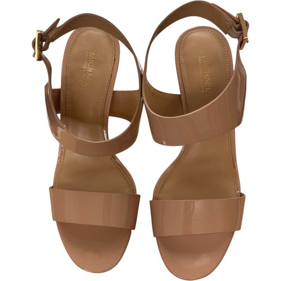 MICHAEL Michael Kors Claudia Patent Leather Ankle Strap Platform Heels Blush 7M - Picture 3 of 6